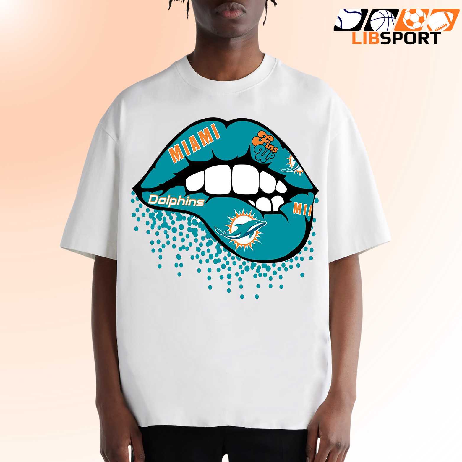 Fins Up Miami Dolphins Shirt, Teal Lips, Unisex T-Shirt, Game Day Shirt